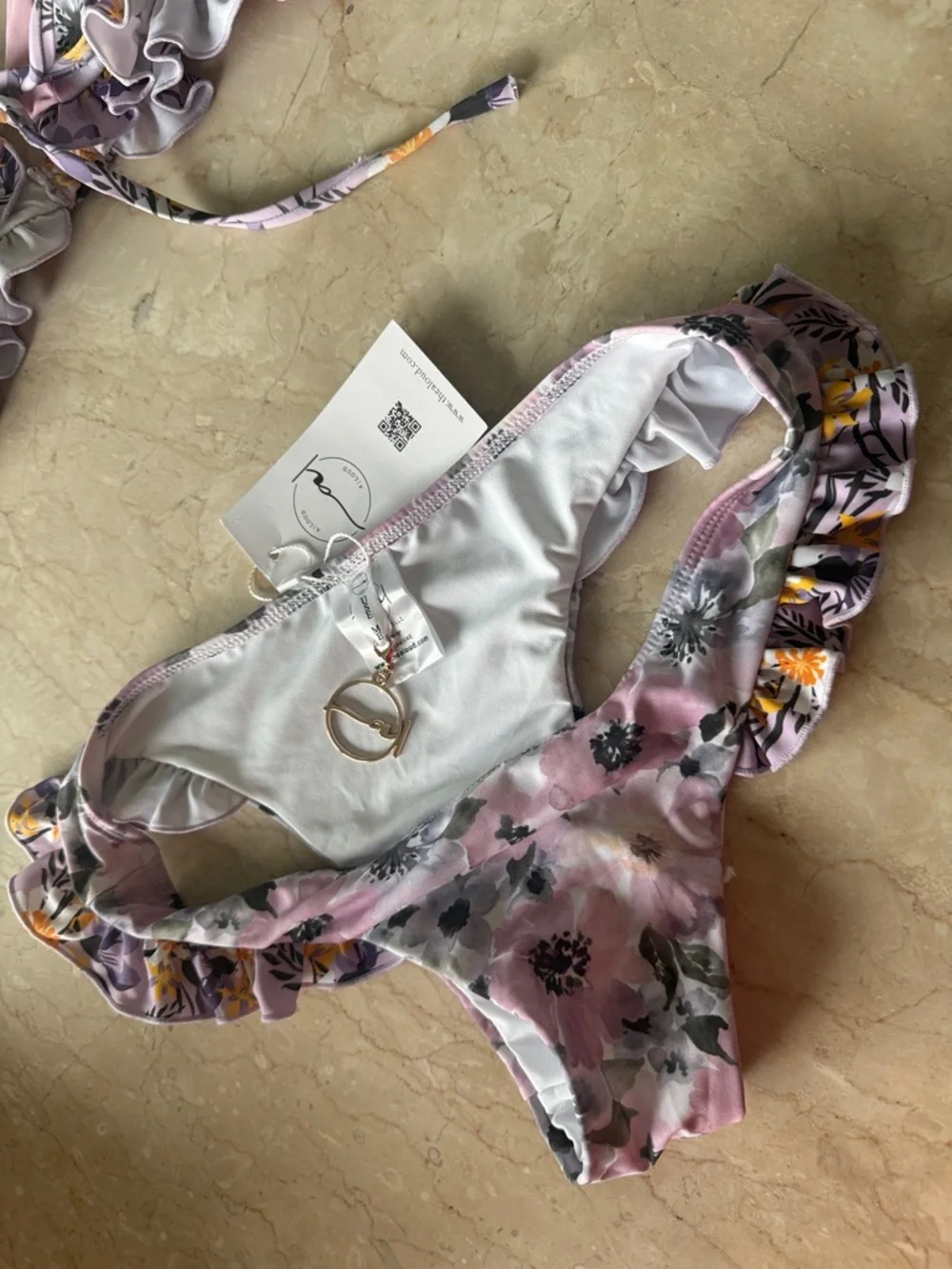 Pink Floral Ruffle Bikini Set - Picture 2 of 6